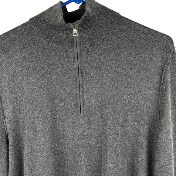 Men’s Banana Republic Silk Cashmere 1/4 Zip Sweater Size M Dark gray Business - Picture 2 of 9
